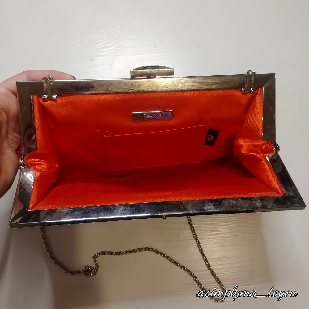 Kate Landry Orange Faux Reptile Clutch